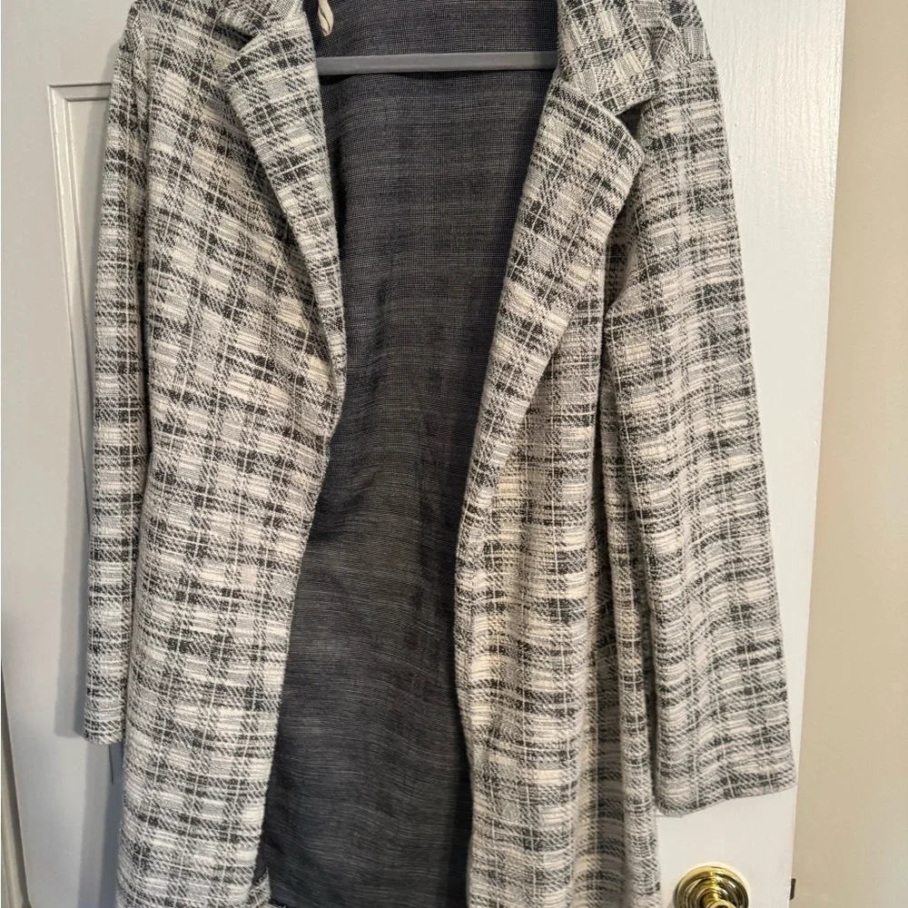 Plaid Coat + Sweater Dress Outfit Bundle M/L Workwear Layered Fall Winter Look